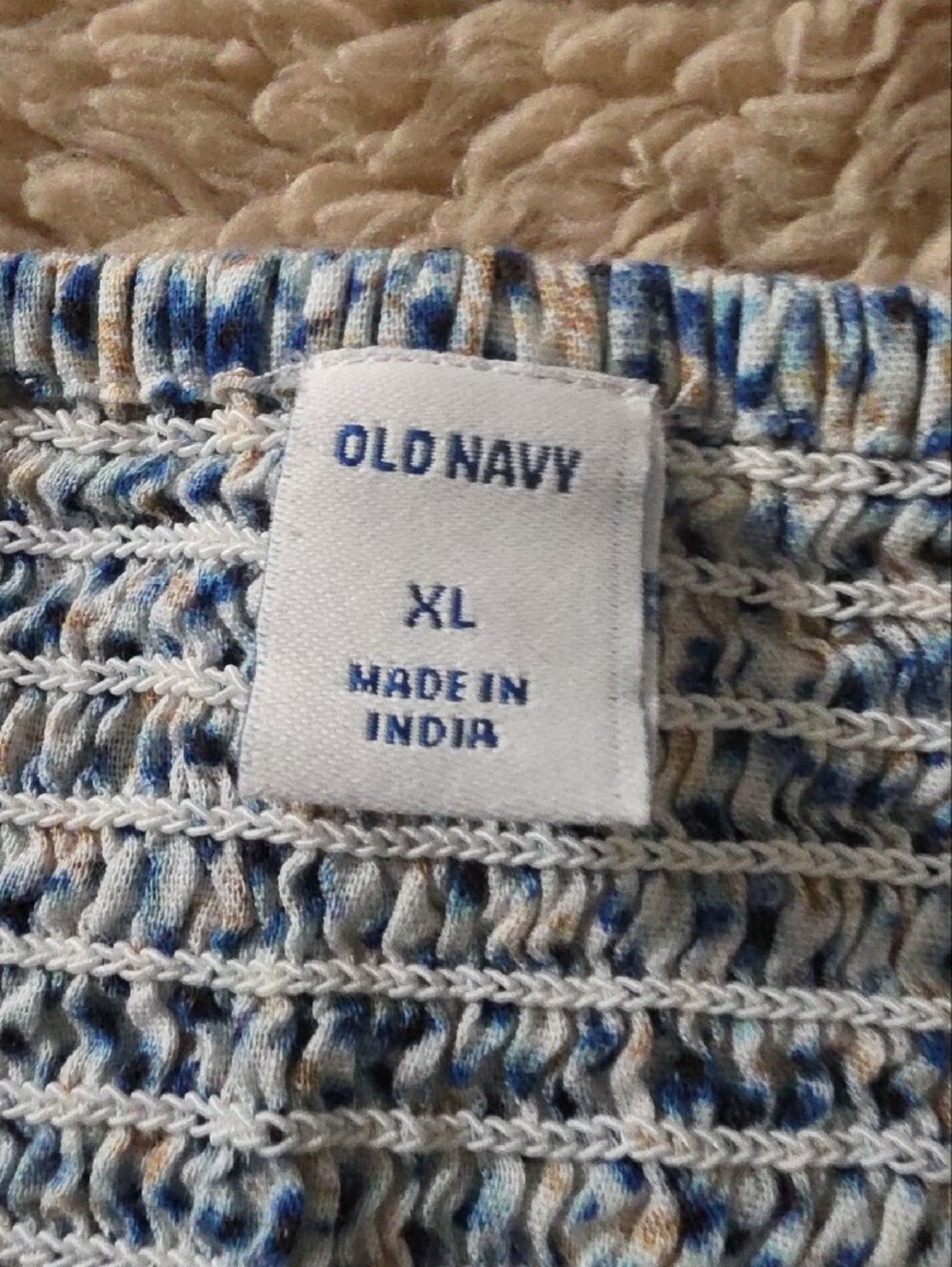 Old Navy White and Blue Smocked Square-Neck Floral Top - Picture 2 of 2